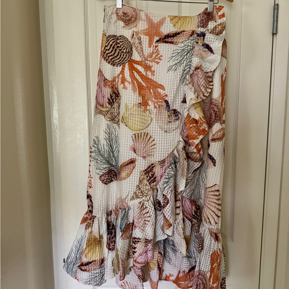 Anthropologie Maeve Seashell Wrap Midi Skirt - Picture 3 of 8
